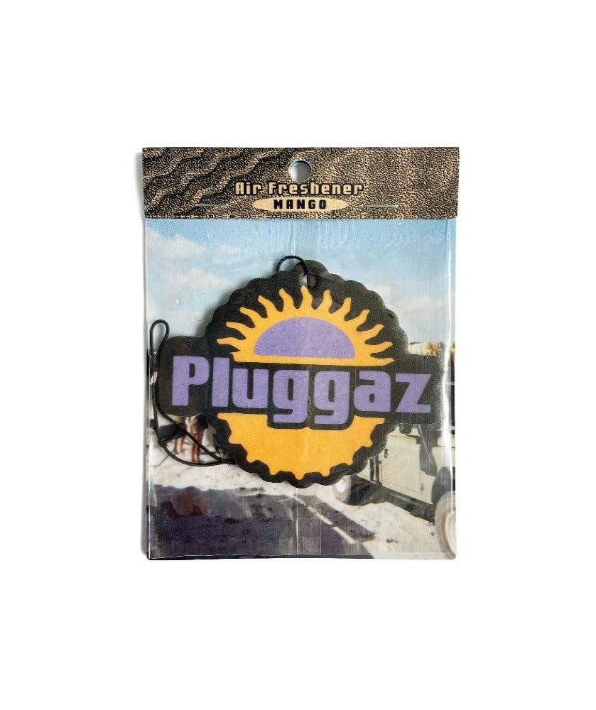 PLUGGAZ Mango scented car air freshener in packaging Australian independent brand thongs footwear logo Perth Adelaide bottle opener